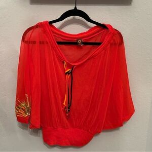 Jean Paul Gaultier Red Sheer Top
